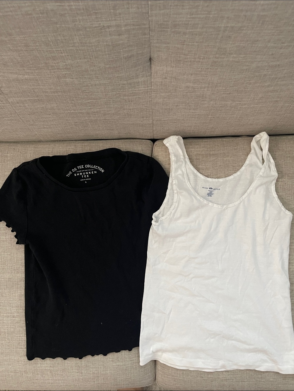 Brandy Melville Black Tee & White Tank Top